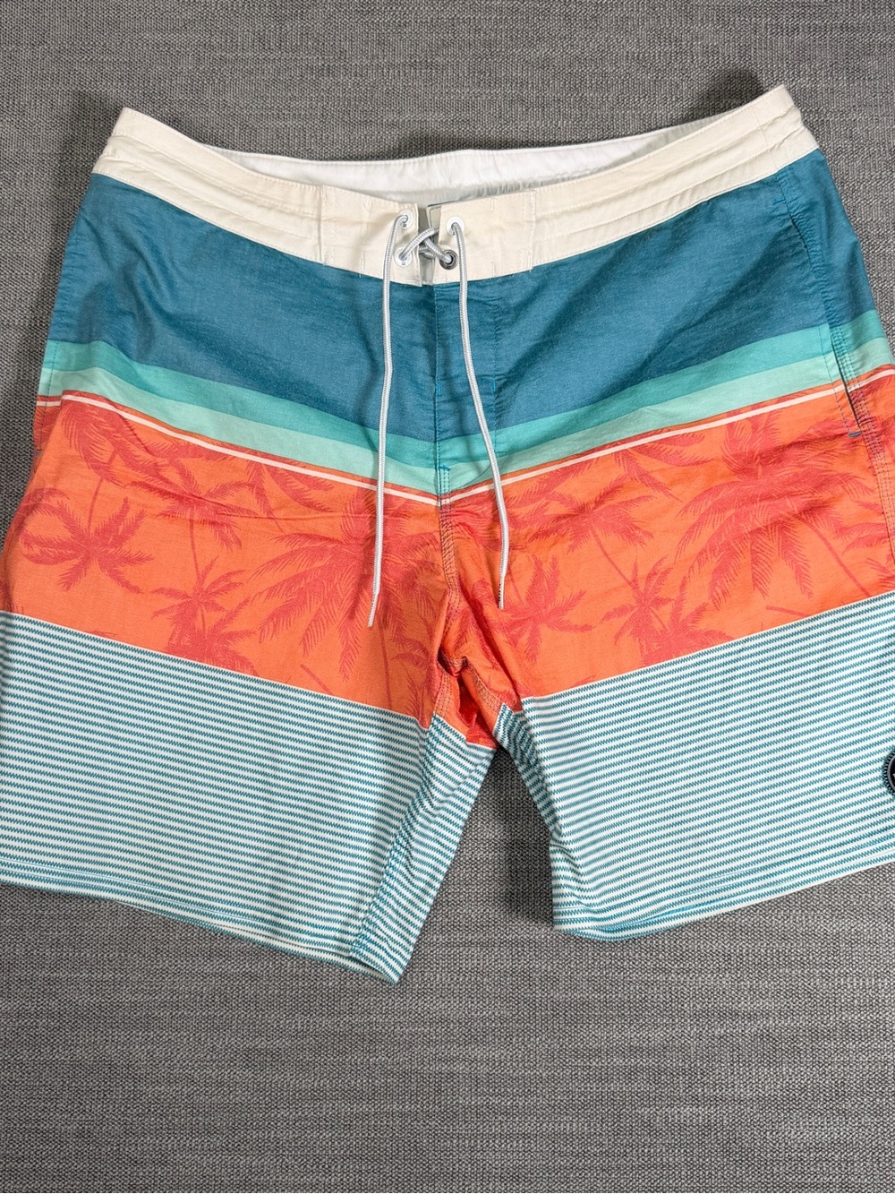 Billabong Teal, Turquoise & Orange Palm-Print Swim Board Shorts